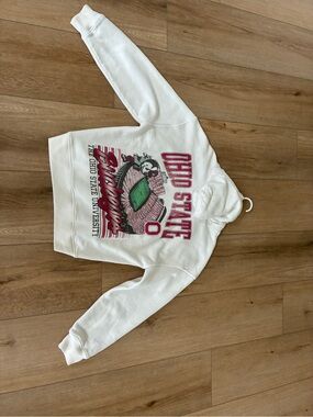 Hollister Ohio State Cream Boxy Fit Hoodie Size S